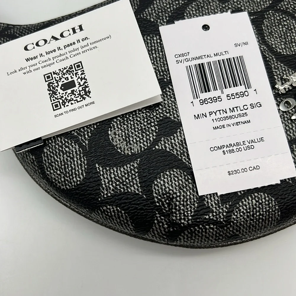 Coach Mini Payton Bag In Signature Canvas Silver Gunmetal Multi - Picture 9 of 15